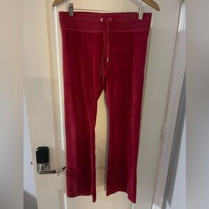 Express Women's Red Velour Flare Leg Track Pants